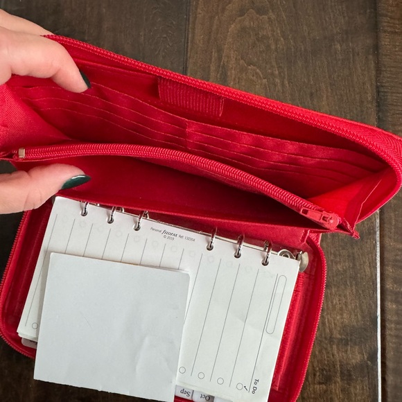 Tumi Red Leather Zip Wallet - Picture 7 of 8